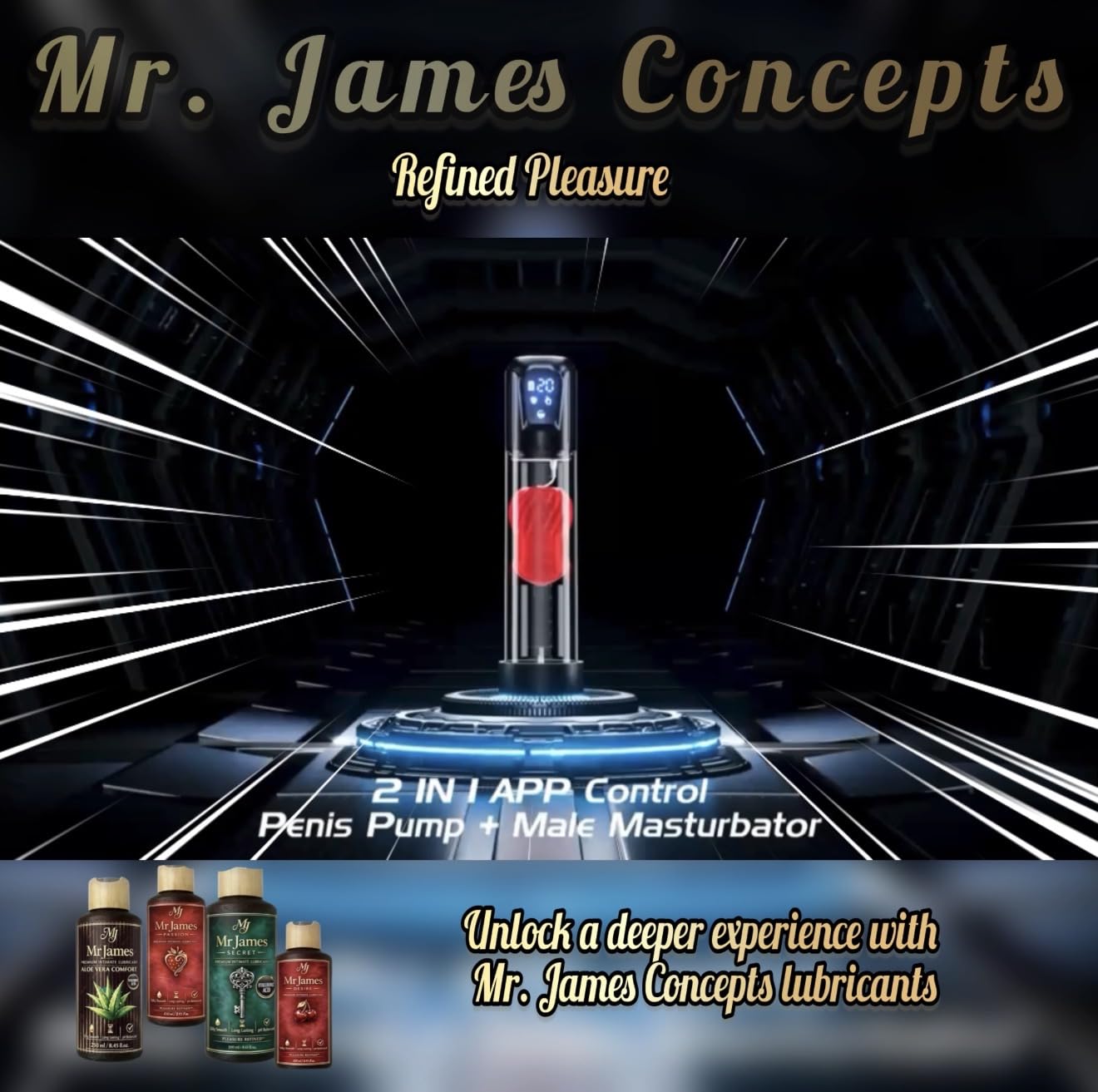 Mr. James Concepts Electric Penis Pump & Masturbation Trainer – Automatic Vacuum Enhancer with 4 Suction Modes, 2 Rubber Rings, Stronger Erections & Stamina Booster – Waterproof Silicone Cup (Black)