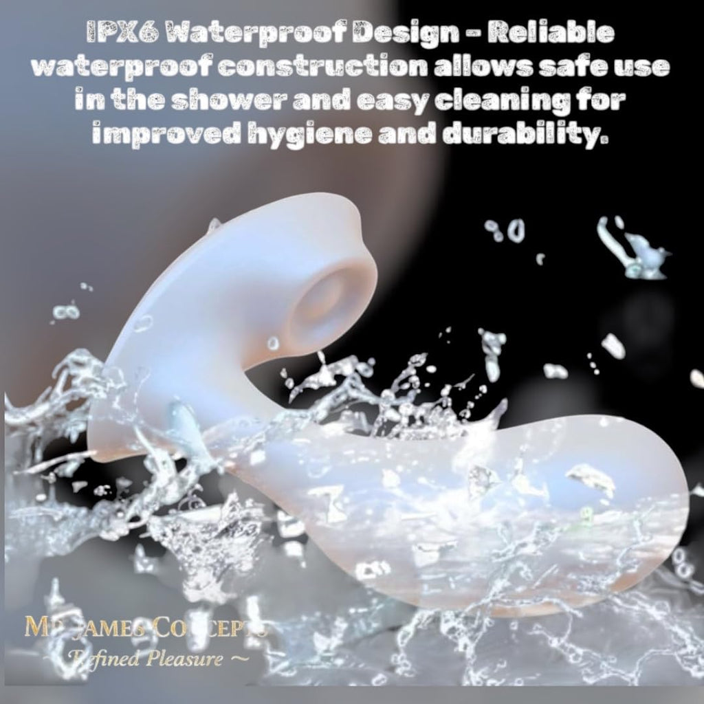 Mr James Concepts White Pearl Wearable Vibrator – Dual Head Clitoral & G-Spot Stimulator, 10 Vibration Modes + 5 Flapping Modes, Magnetic Charging, ABS&Silicone, Ultra Quiet, Premium Intimate Massager