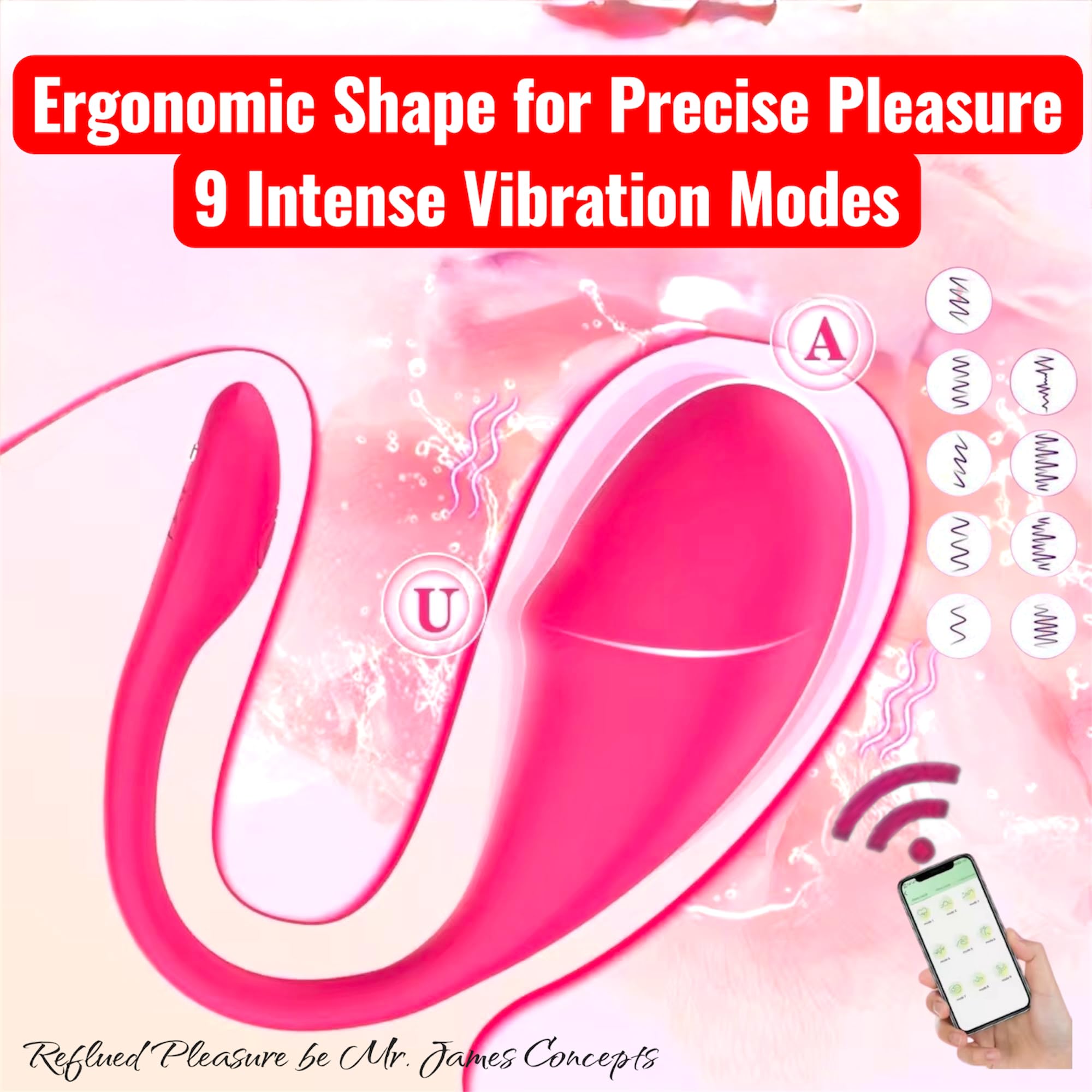 Mr. James Concepts Luxury App-Controlled Clitoral Vibrator for Couples, Wearable Bluetooth Egg, Quiet Discreet Panty Vibrator, Waterproof, USB Rechargeable, iOS & Android