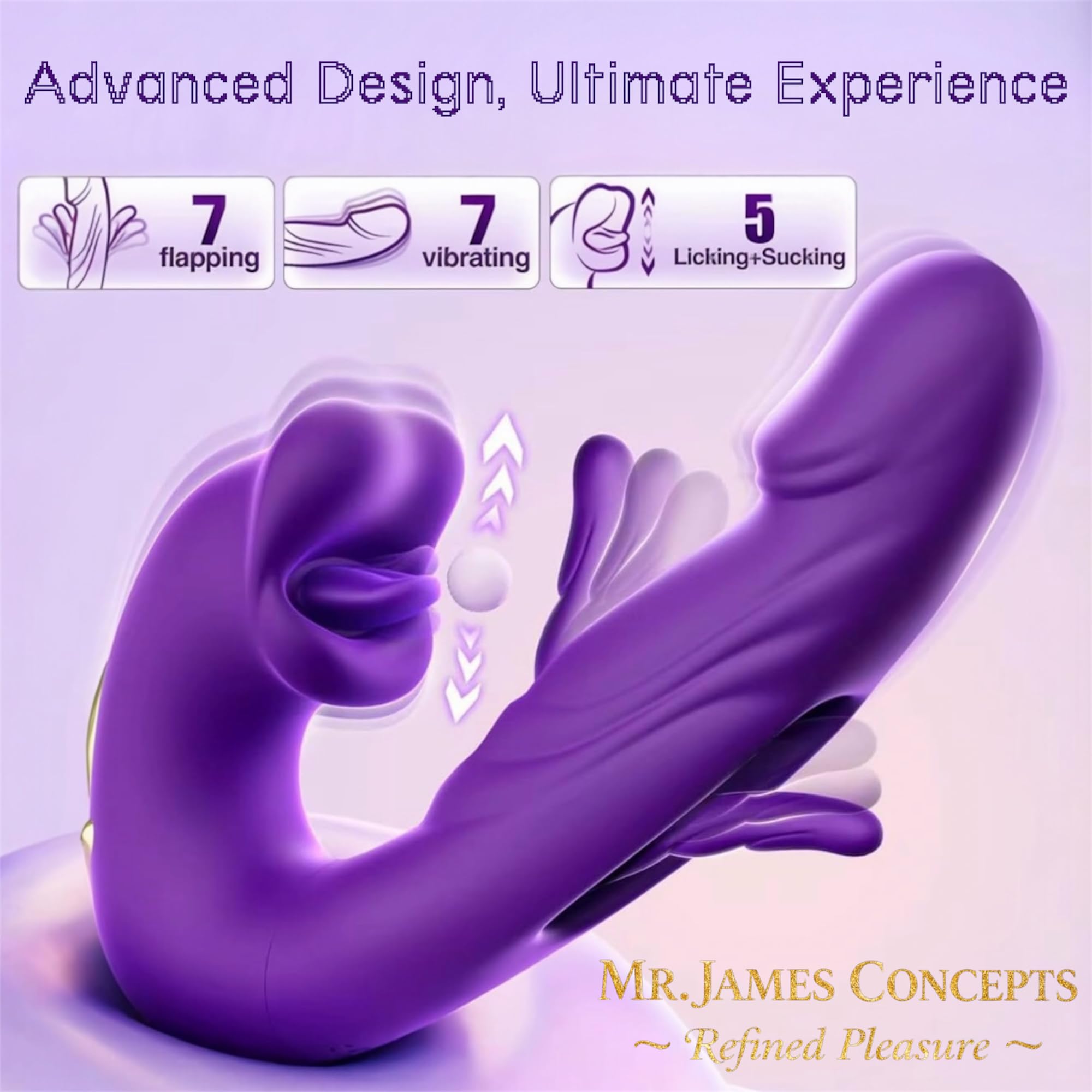 Mr. James™ 3-in-1 G-Spot Vibrator for Women – 7 Flapping, 7 Vibration & 5 Licking Modes – Magnetic USB Rechargeable, Waterproof, Quiet Clitoral & Anal Stimulator