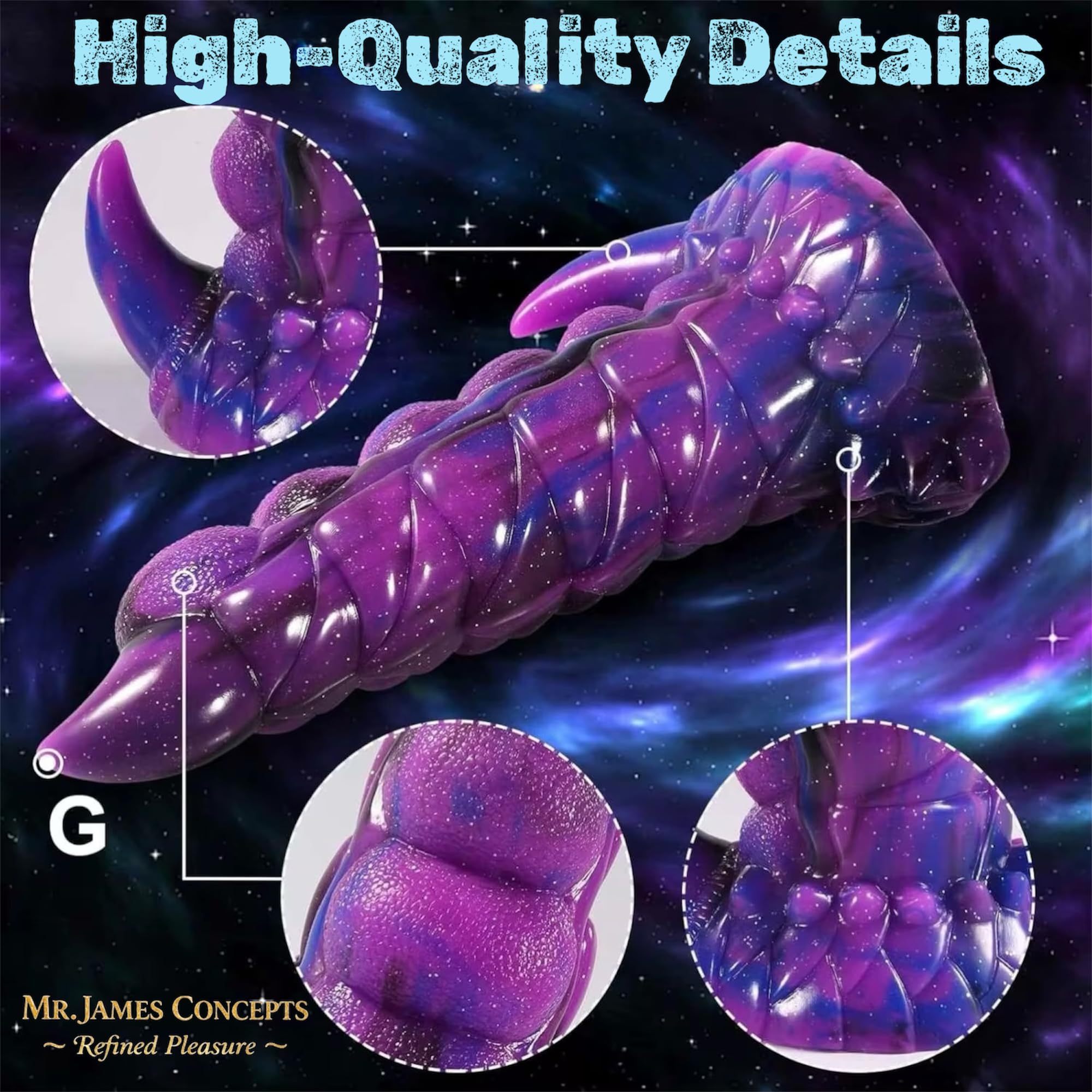 Mr. James Concepts Alien Monster Thrusting & Vibrating Dildo with Remote Control – 7 Thrusting Modes, 10 Vibrations, 42°C Heating, Fantasy Knot Design, Strong Suction Cup, Premium Silicone, Waterproof