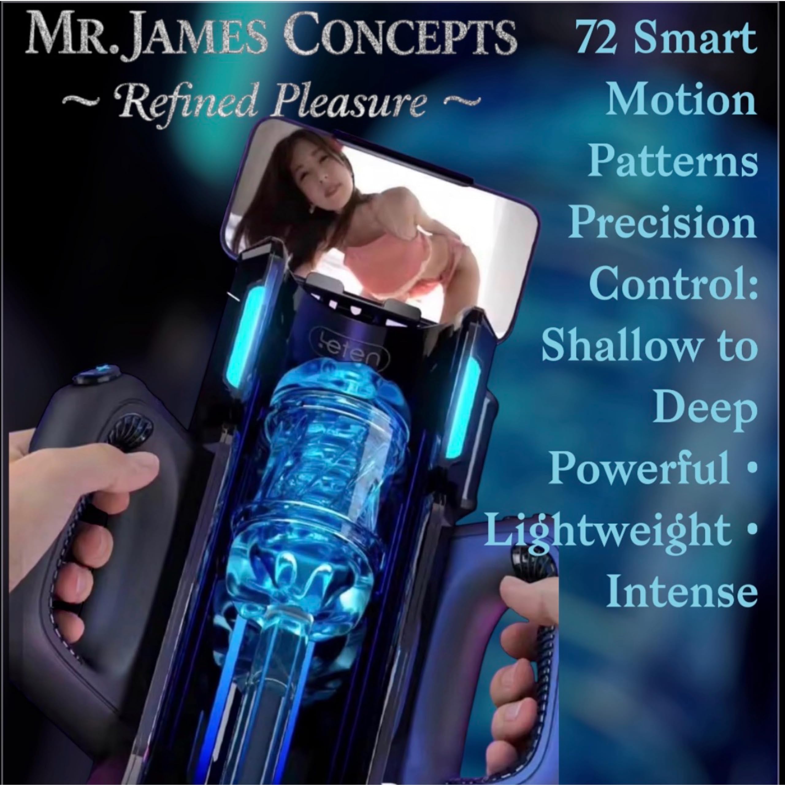 Mr. James Concepts King of Guns PRO – Automatic Telescopic Masturbator Machine with 72 Thrusting Modes, Dual-Handle Interactive Control, Realistic Vagina Liner, Type-C, Waterproof Men’s Pleasure Robot