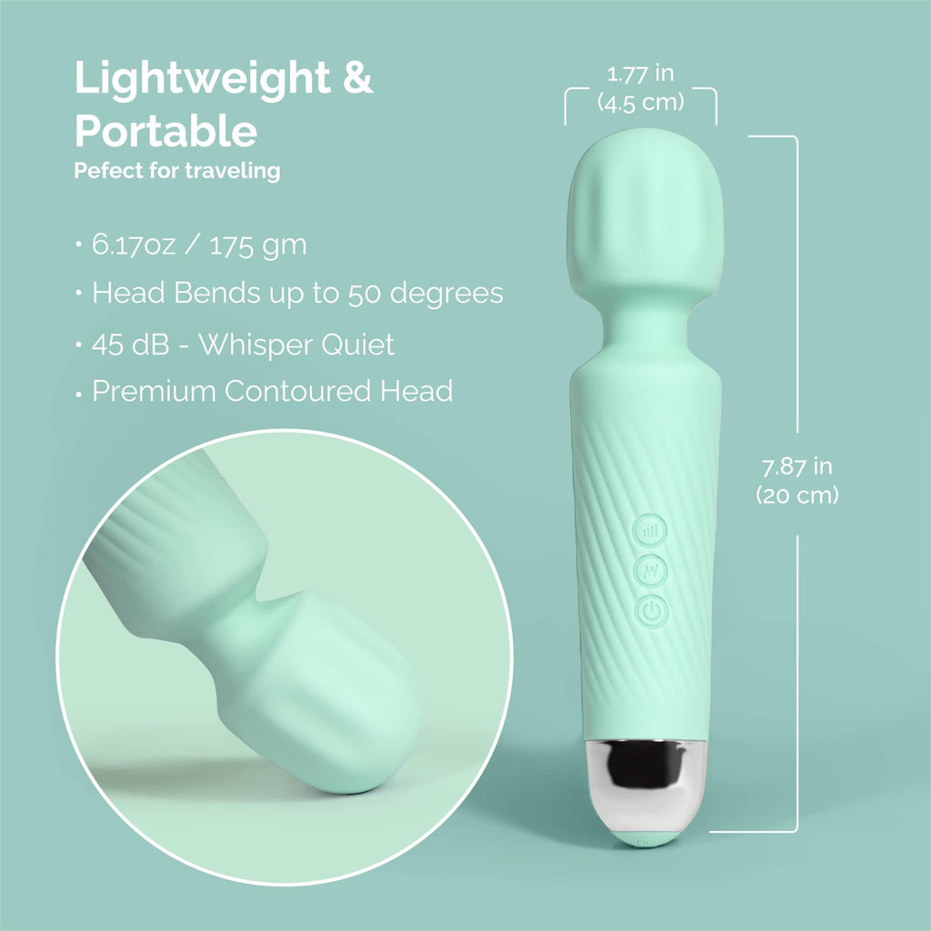 Mr James Concepts Refined Pleasure Rechargeable Wand Massager – 20 Patterns & 8 Speeds Personal Massager, Powerful Quiet Vibration, Flexible Head, Medical Grade Silicone, Waterproof IPX7 Body Massager