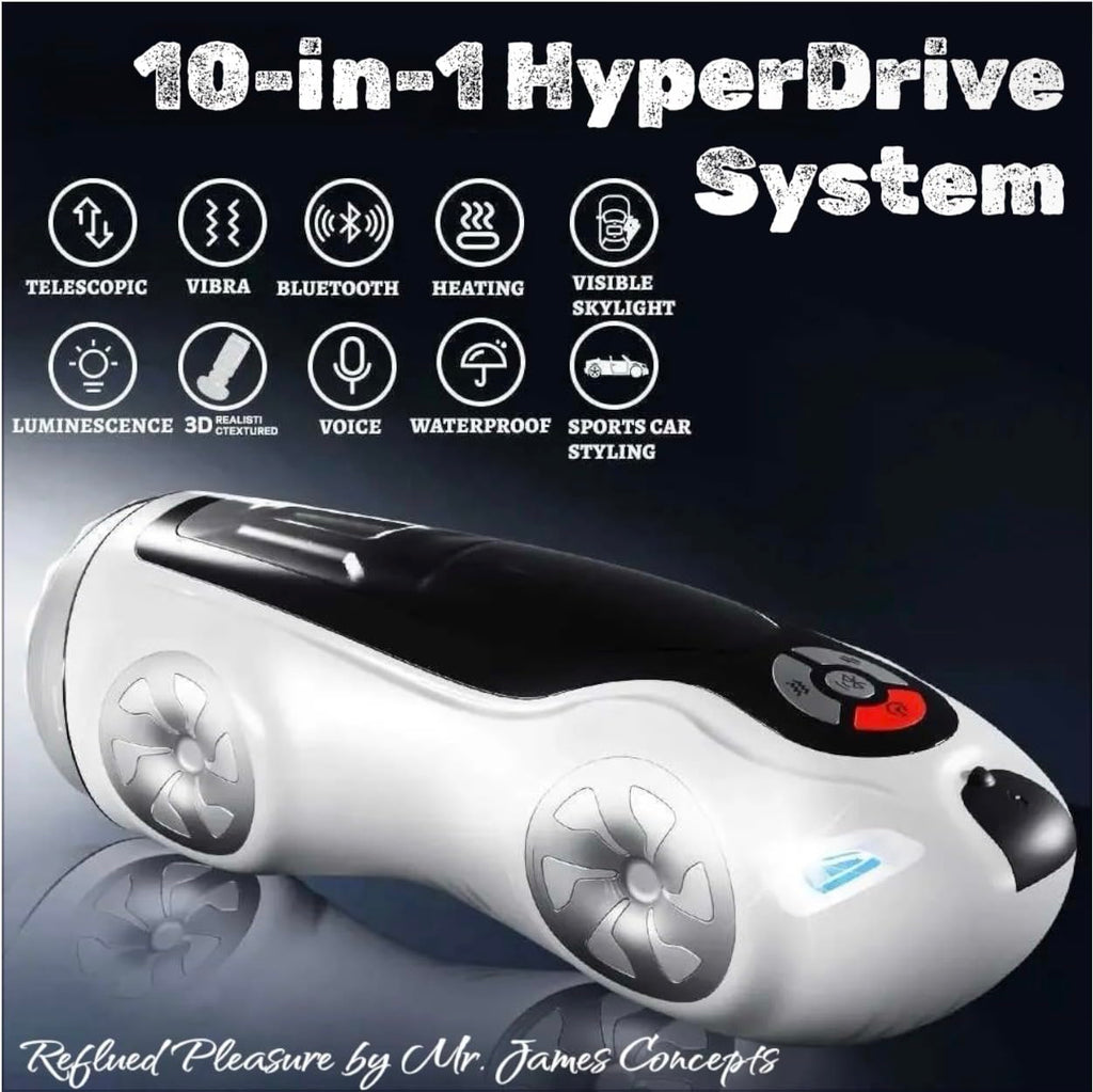 MR JAMES AURORA V12 HyperDrive™ Smart Male Masturbator – App Bluetooth Control, 9 Thrusting & 9 Vibration Modes, Heating Function, Interactive Voice & Music Sync, 3D Textured Sleeve, USB-C Rechargeabl