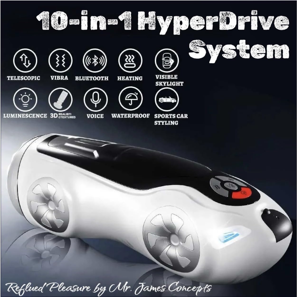 MR JAMES AURORA V12 HyperDrive™ Smart Male Masturbator – App Bluetooth Control, 9 Thrusting & 9 Vibration Modes, Heating Function, Interactive Voice & Music Sync, 3D Textured Sleeve, USB-C Rechargeabl