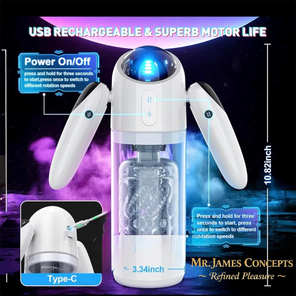 Mr. James™ Thrust & Rotate – Next-Gen Automatic Male Masturbator | Dual Entrance | USB-C Rechargeable | 7 LED Modes
