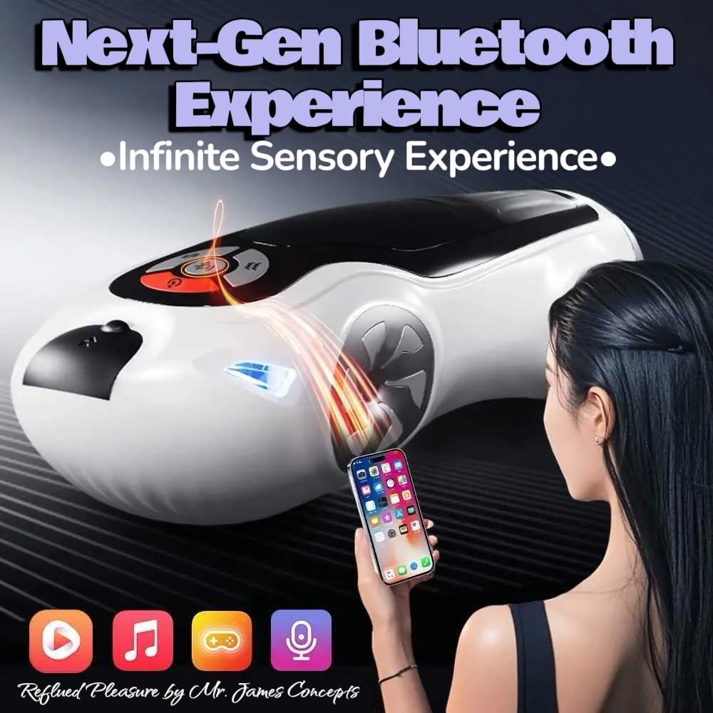 MR JAMES AURORA V12 HyperDrive™ Smart Male Masturbator – App Bluetooth Control, 9 Thrusting & 9 Vibration Modes, Heating Function, Interactive Voice & Music Sync, 3D Textured Sleeve, USB-C Rechargeabl