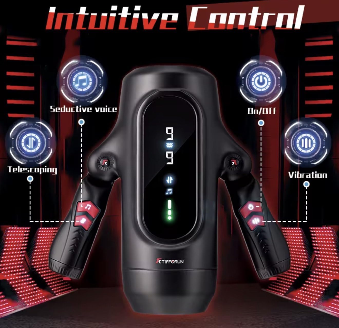 Mr. James Concepts King K – Premium Fully Automatic Telescopic Male massage Device with Heating, Actress Voice & LCD Display | 10-Speed USB Rechargeable personal Massage Machine for Men