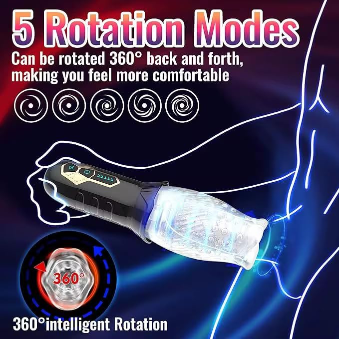 Mr. James™ Intelligent Telescopic Rotating Male Masturbator Cup – Automatic Suction & Vibration, Reusable TPE Sleeve, Adult Pleasure Device for Men