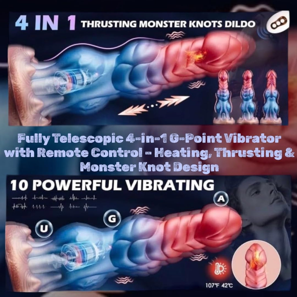 Mr. James Fully Telescopic 4-in-1 G-Point Vibrator with Remote Control – Heating, Thrusting & Monster Knot Design – Premium Body-Safe Silicone, Magnetic Charging, 10 Vibration Modes, 7 Thrusting Modes