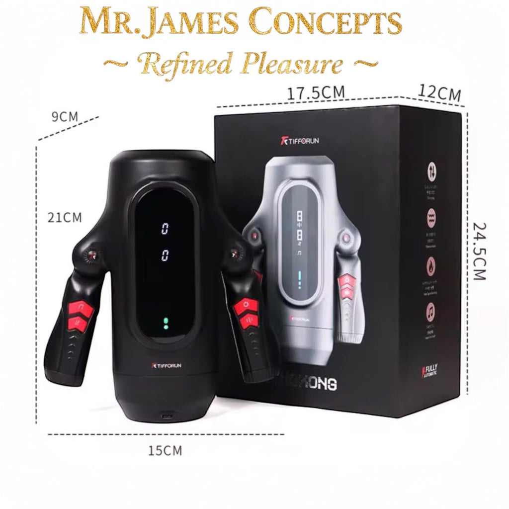 Mr. James Concepts King K – Premium Fully Automatic Telescopic Male massage Device with Heating, Actress Voice & LCD Display | 10-Speed USB Rechargeable personal Massage Machine for Men