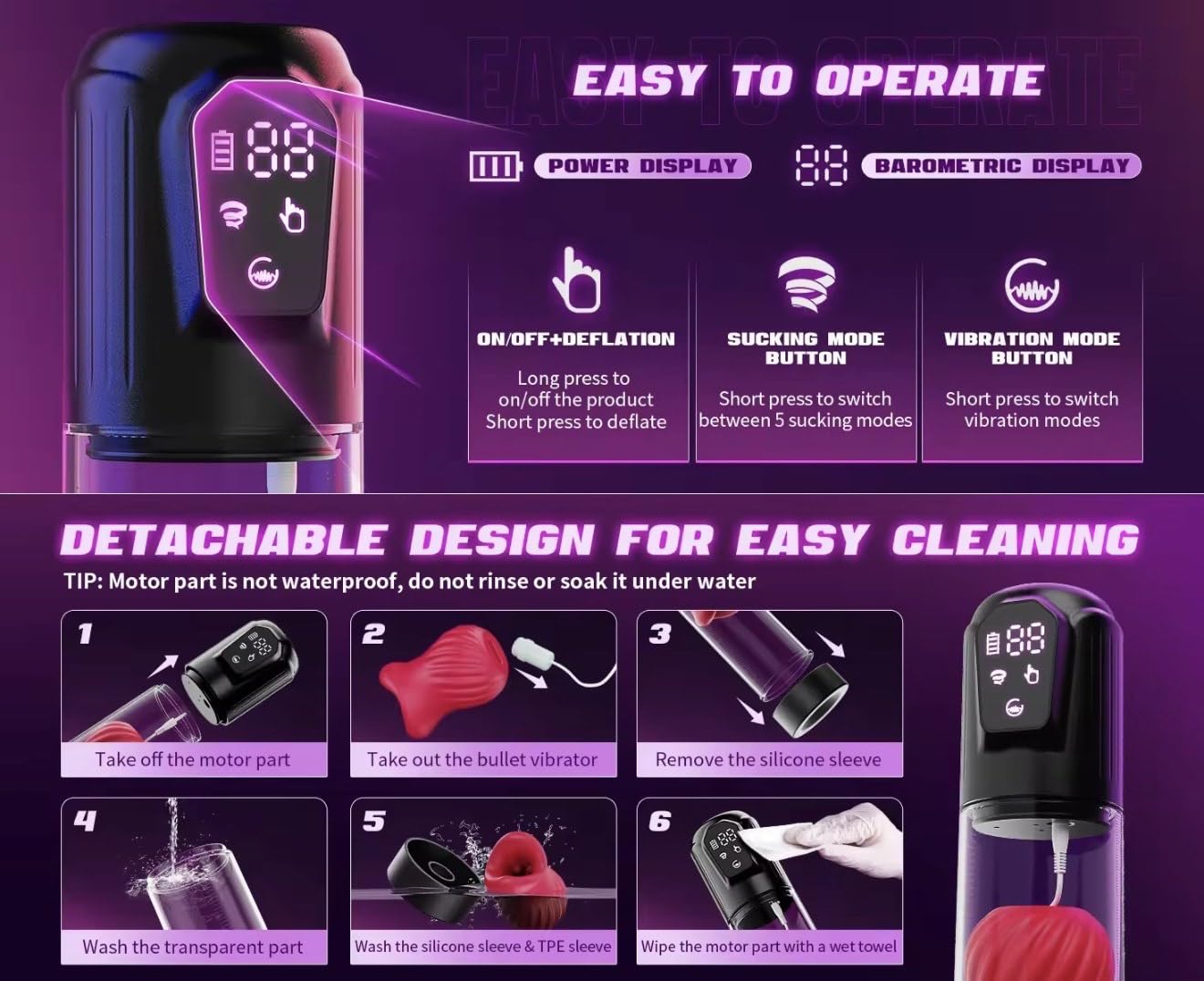 Mr. James Concepts APP-Controlled Electric Penis Pump & Male Masturbator – Automatic Vacuum Enlargement Device with 5 Suction Modes & 3D TPE Sleeve | USB Rechargeable, 100% Waterproof, Delay Training