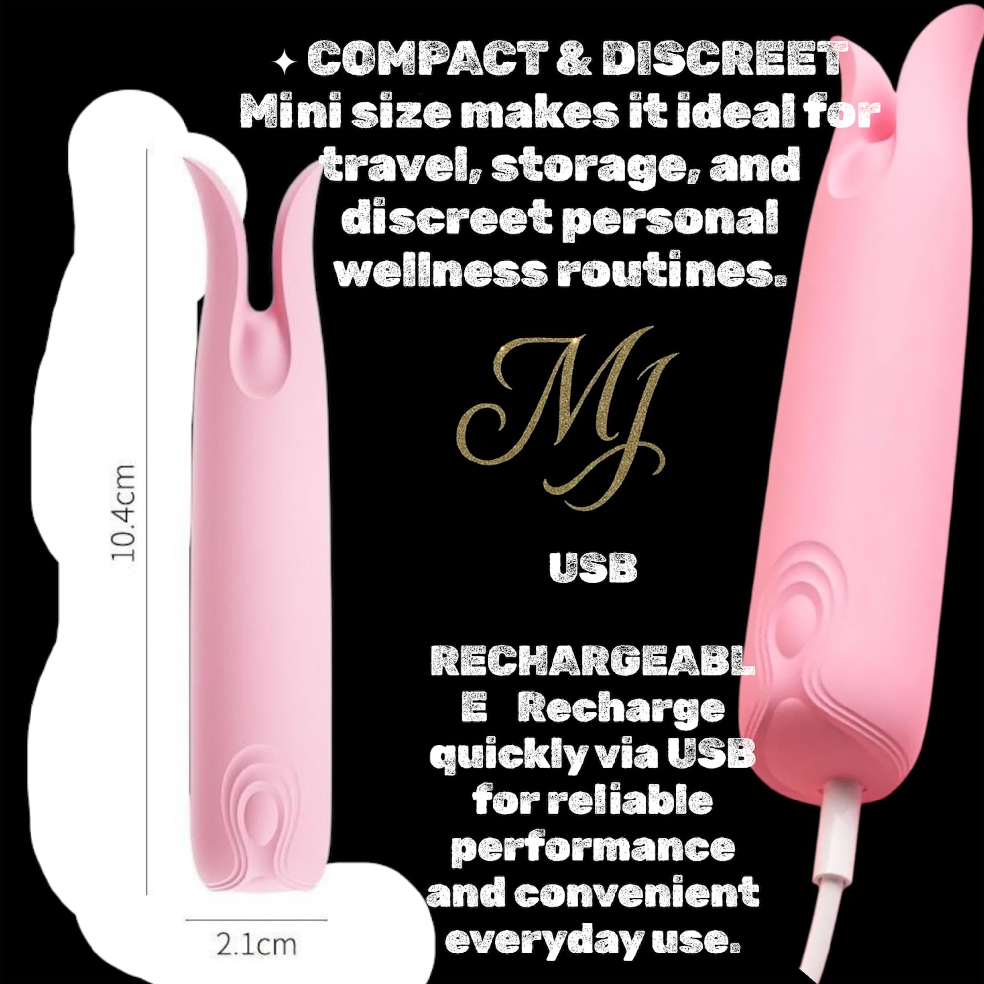 Mr James Concepts Refined Pleasure Mini Vibrator Set for Women – 10 Speed USB Rechargeable Clitoral & Nipple Massager Duo, Waterproof Silicone Bullet Vibrator Kit