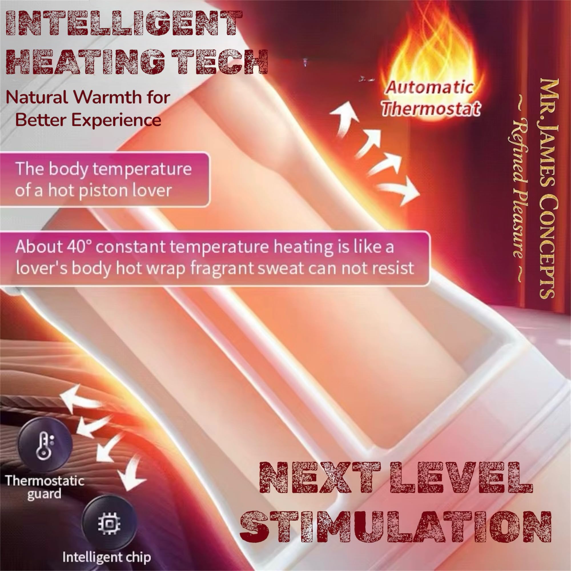 Mr. James™ Automatic Suction Masturbator Cup – 12 Suction & Vibration Modes, Heating, Hands-Free Deep Throat Blowjob Simulator, USB Rechargeable, Skin-Friendly, Glans Training Toy
