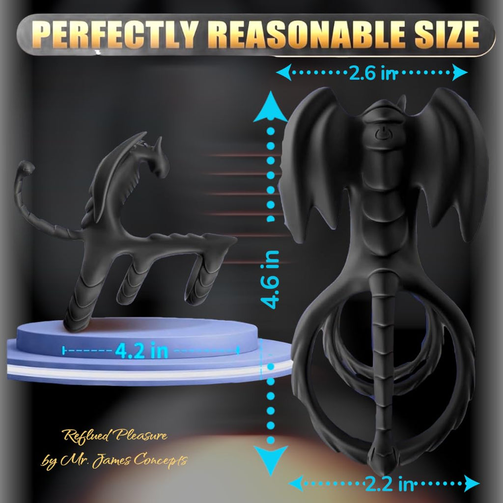 Mr James Locking Ring Men’s Vibration – Wireless Remote Control Adult Toy, Dragon-Shaped Stimulator, 10 Powerful Vibration Modes, Physical Endurance Enhancer for Couples
