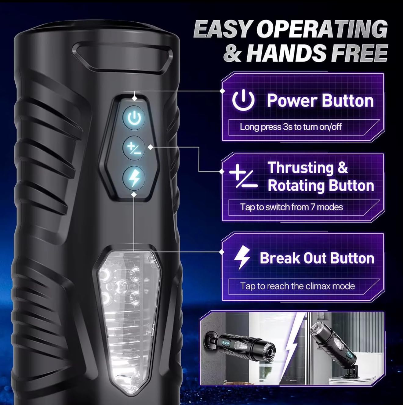 Mr. James™ Buck Knight – 6-in-1 App-Controlled Thrusting & Rotating Masturbator | Smart Penis Trainer with AI Modes & Turbo Power