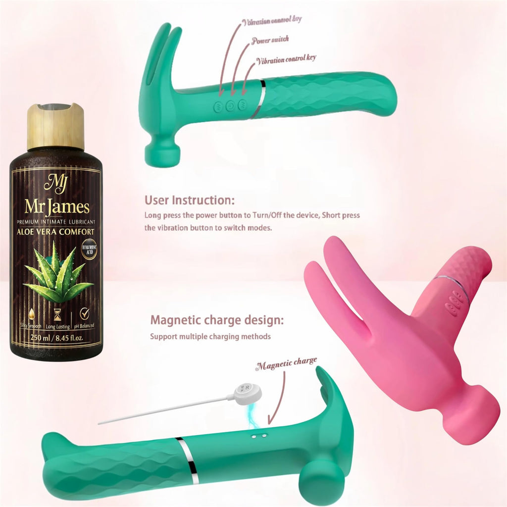 Mr. James™ Hammer Vibrator – Refined Pleasure Collection | Viral Social Media Design | 21 Functions | Waterproof, USB Rechargeable Silicone Massager for Women