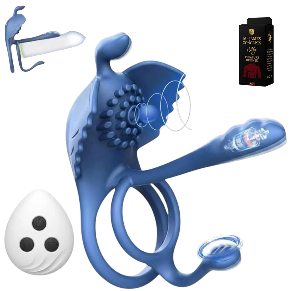 Mr James Concepts Wearable Dual Vibrator Ring – 10 Modes Prostate & Clitoral Stimulator, Waterproof, Soft Silicone, USB Rechargeable, Fits All, Couples Pleasure Toy